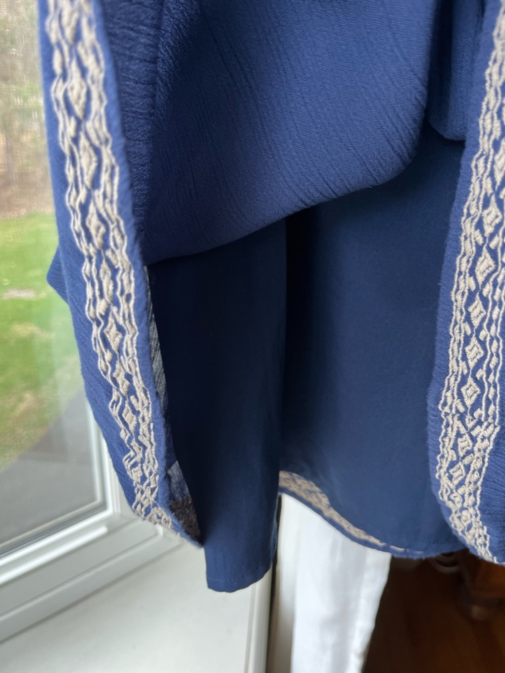 Lucky Brand Gauzy Blue Embroidered Short Sleeve Boho Dress Sz XS - Picture 5 of 7